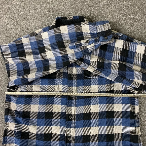 Orvis Flannel Shirt Jacket Shacket Heavyweight Blue Gray Long Sleeve Men’s Sz L - Picture 11 of 11